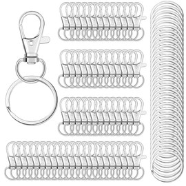200 Argollas para Llaveros y Ganchos Giratorios, Aros para Lllaveros Acero Inoxidable, Broches para Hacer Llaveros, Anillos de Metal para DIY...      