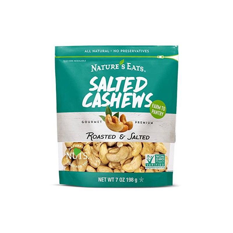 Nature's Eats Cashews Roasted Salted, 7 Oz