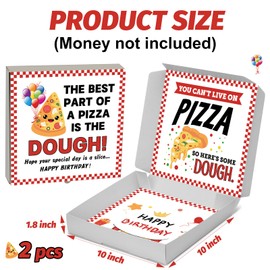Noveread 2 Pcs Money Box for Cash Birthday Money Pizza Box Gift 10 x 10 Inch Fun Pizza Gift Boxes for Surprise Cash Gifts Money Holder Birthday Wedding Party(Money Not Inclued) (Bright)