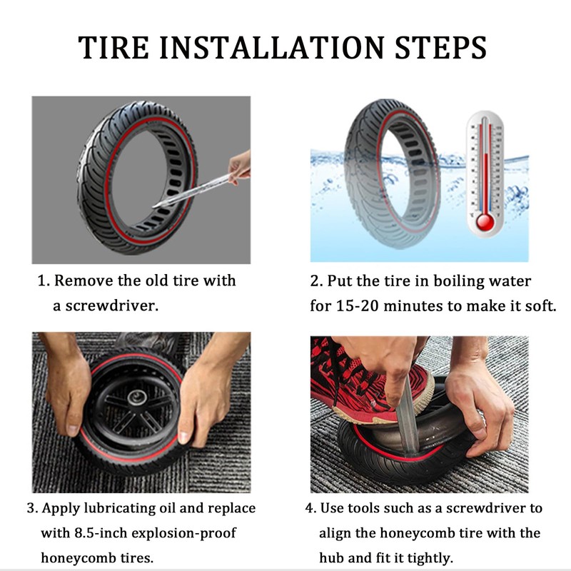 FOVNOT 8.5 Inch Solid Tire, Electric Scooter Tire Scooter Replacement