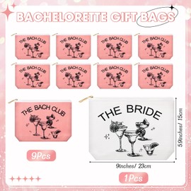 Sunnymove 10 Pcs the Bach Club Cosmetic Bags Bachelorette Bridesmaid Gift Bags for Wedding Bridal Bachelorette Party Favor Decoration Toiletry Makeup Case Gifts(Pink)
