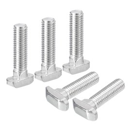 QUARKZMAN Pack of 20 T-slot bolts, M8 x 35 mm hammer head screw, T-screw insert bolt for 4040 series, T-grooves, aluminium extrusion profile, carbon steel, nickel-plated, silver