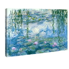 Wieco Art Water Lilies by Claude Monet Oil Paintings Flowers Reproduction Extra Large Modern Gallery Wrapped Giclee Canvas Prints Artwork Landscape Pictures on Canvas Wall Art for Home Decorations