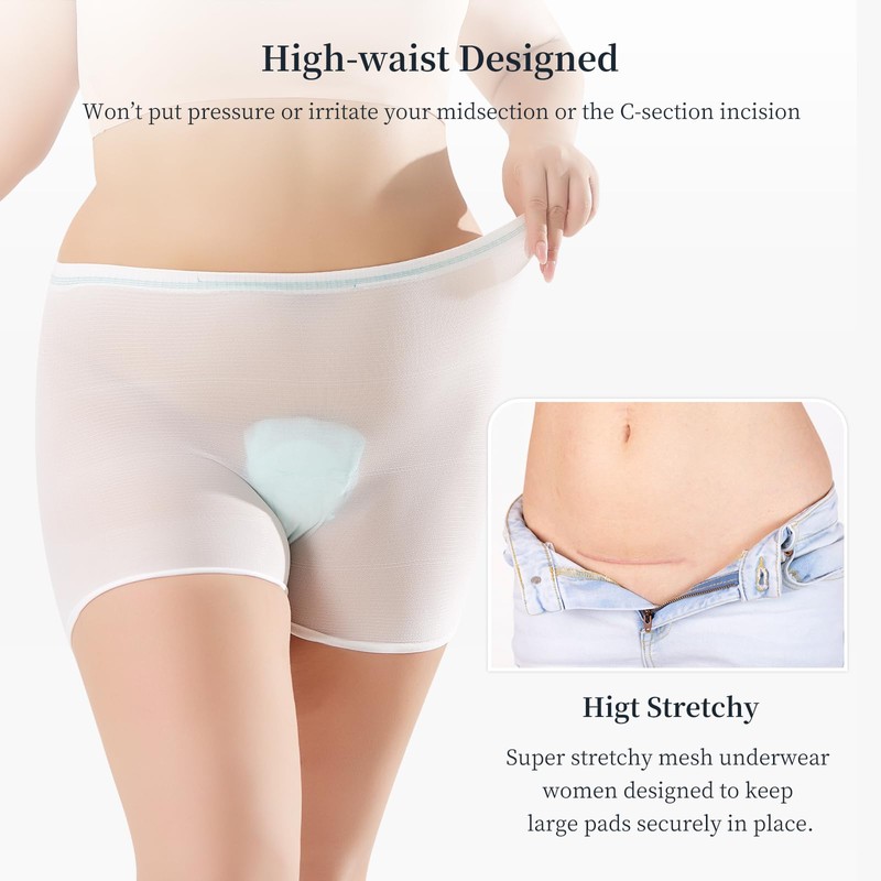 HANSILK 8 Count Mesh Underwear Postpartum, Disposable C Section Underwear