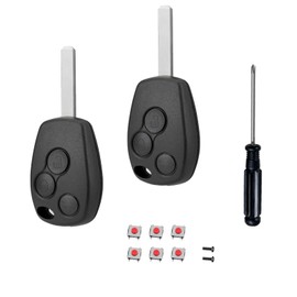 EcoJozon 2 Stück Schlüssel Gehäuse 3 Tasten Auto Schlüsselgehäuse mit Klinge, Autoschlüssel mit 6 Mikro Tasten und Schraubendreher für Renault Master Twingo Kangoo Modus Dacia Clio Trafic