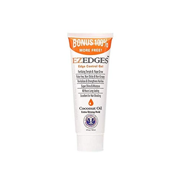 EZEDGES EDGE CONTROL GEL Extra Strong Hold (Coconut Oil), 4 oz