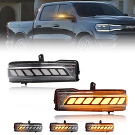 MOTRUM Side Mirror Marker Lights Compatible with Dodge Ram 1500 2019 2020 2021 2022 2023 2024 (NOT fit Classic), Amber LED Sequential Side Mirror Turn Signal Light, 2 PCS, Clear Lens