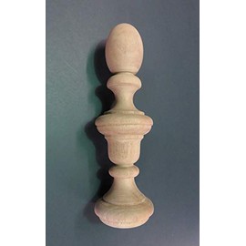 10” Tall x 2.5" Wide Wood Finial. Choice: Cherry-Mahogany-Hard Maple-Red Oak-Walnut-#22 (Mahogany)