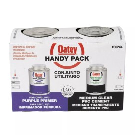 Oatey 30244 8 oz. Medium Clear PVC Cement  / 8 oz. NSF Purple Primer Handy Pack