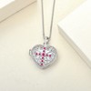 YL Cross Locket Necklace Sterling Silver Heart Pendant Created Ruby