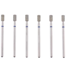 MZCMSL 6pcs Barrel Cuticle Drill Bits, Pro Diamond Bits for Manicure, 3/32 Shank efile Bit (Medium)