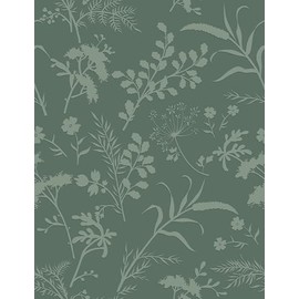 Heroad Peel and Stick Wallpaper Boho Floral Contact Paper Sage Green Leaf Wallpaper for Cabinets Waterproof Removable Self Adhesive Wall Paper for Bedroom Bathroom Decor Vinyl Roll 17.3''x78.7''