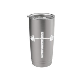 Dumbbell Barbell Cross Christian Gym Workout Lifting Stainless Steel Insulated Tumbler
