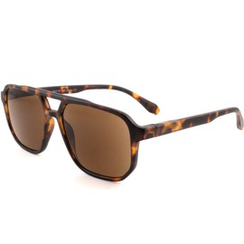 SOPHILY Square Reader Sunglasses for Men Women Double Bridge Pilot Full Lens Sun Reading Glasses UV400 Outdoor Driving, Tortoiseshell Frame + Brown Lens, +2.50