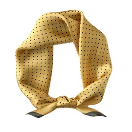 FEIBOON Mulberry Silk Scarfs Neck Scarf 21"x21" Small Square Scarfs hair scarf bandana for Women Gift Packed (Yellow dots)