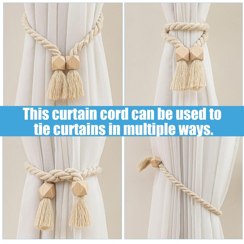 CHAOTEMAI 2 PCS Magnetic Curtain Tie Backs, Linen Fabrics Tie
