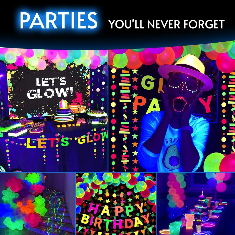 Glow King Black Light Reactive Neon Balloons | Glow In