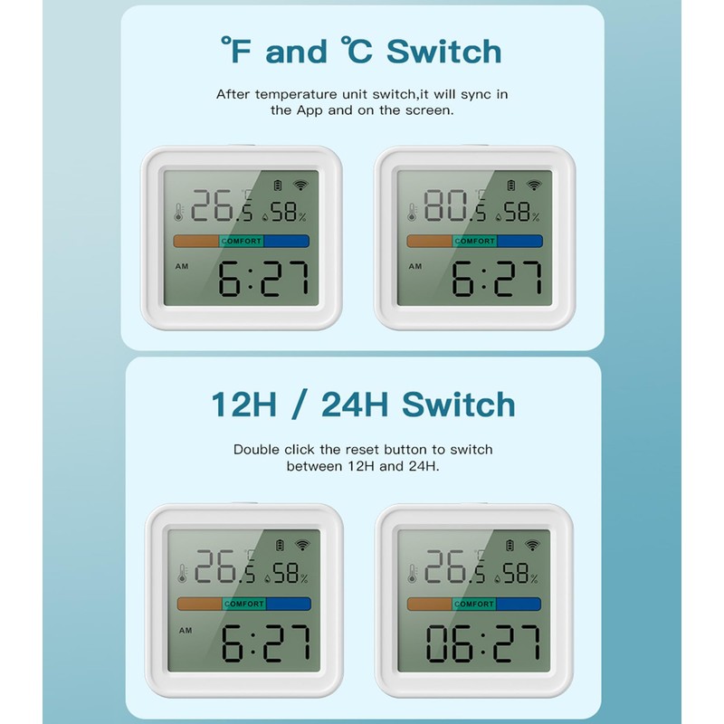WiFi Thermometer Hygrometer: Smart Temperature Humidity Monitor with App Notification