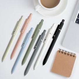 Retractable Gel Pens,7 Pcs 0.5mm Japanese Black Ink Fine Point Morandi Pens for Writing Smooth,Cute Office School Supplies Stationery Gifts for Women Men Stocking Stuffers (Style A)