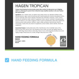 Hari Tropican Bird Food, Hagen Parrot Food Hand Feeding Formula, Easy to Mix, 14 oz Bag