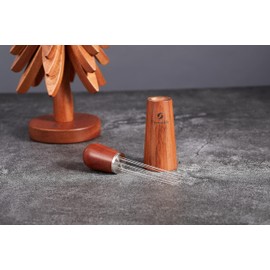 Teyearlife wdt tool espresso called distribution tool or espresso stirrer Stainless Steel Base counterweight and Natural Wood Handle it have 8 espresso needle coffee stirrers can break up clumps