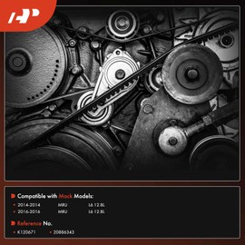 A-Premium Engine Serpentine Drive Belt Compatible with Mack MRU 2014 2016, L6 12.8L, Diesel, Location - Fan and Water Pump