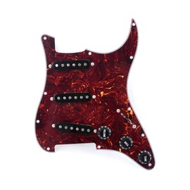 Musiclily 11 Hole SSS Prewired Loaded Pickguard with Single Coil Pickups Set for Strat Style Guitar,4 Ply Tortoise Shell