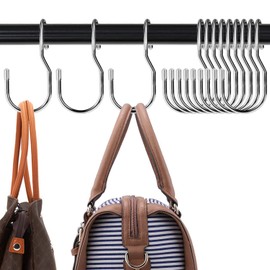 Unique Twist Design Bag Hanger Purse Hooks - 5 Inch Large Size Closet Rod Hooks for Hanging Bags, Purses, Handbags, Belts, Scarves, Hats, Clothes, Pans and Pots (12 Pack)