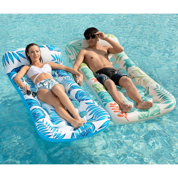Jasonwell Inflatable Pool Float Lounge - 2 Pack Floaties Rafts for Adults Floating Lounger Sun Tanning Floats Cool Water Floaty Swimming Lake Beach Party Toys