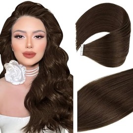 Vivien Brown Tape-In Extensions, Real Hair, Remy Tape-In Real Hair Extensions, Natural Extensions, Tape-In Hair Extensions, #4 Dark Brown, 40 cm, 25 g / 10 Pieces