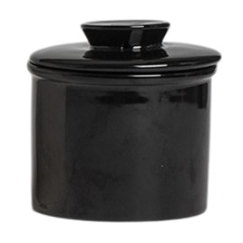 Butter Crock With Lid French For Counter On Demand Spreadable Butter Ceramic Bell Style Butter Dish Ceramic Butter Storage Jar-Black