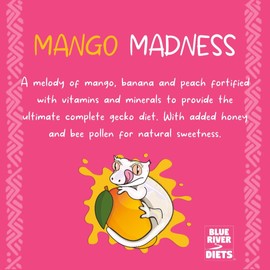 Blue River Diets Complete Crested Gecko Food | All Natural Gecko Food Made in the UK (60g, Mango Madness)