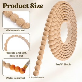 DIY Peel and Stick Flexible Molding Trim - Decorative Wood Bead Wall Border for Bathroom, Mirror Frames, Cabinets & TV Edges - Easy Installation & Customization - 10ft, 15mm