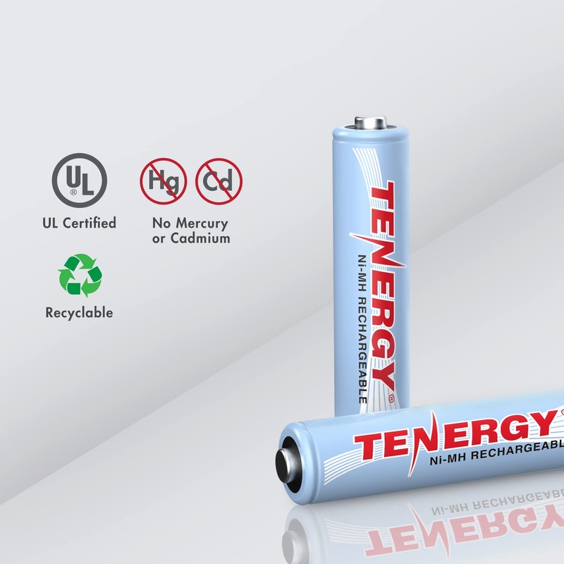 Tenergy AAA Rechargeable Battery, High Capacity 1000mAh NiMH AAA Battery,