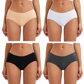 INNERSY Women's Breathable Cotton Underwear Hipster Panties for Daily Comfort 4-Pack(Daily Basic,Large)
