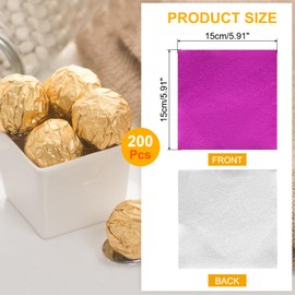 uxcell 200pcs Foil Candy Wrappers, 6 x 6 Inch Chocolate Bar Wrappers, Aluminum Foil Paper for Caramel Candy Packaging Decoration (Rose Red, Orange Peel)