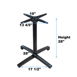 YUANSHI Restaurant X-Table Base (28") with Flip Top Mechanism - Aluminum, Folding Multi-Purpose, Nesting Storage, Dining Height (Black)