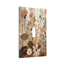 Xuejiaku Light Switch Cover Plate Boho Minimalist Vintage Wildflowers Plant 1 Gang Switch Plate Covers Single Toggle Wall Plates Decorative Electrical Faceplate for Bathroom Bedroom Decor