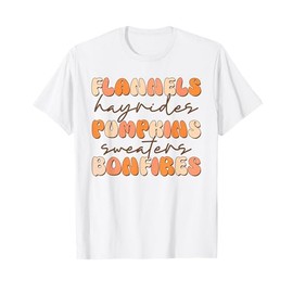 Flannels Hayrides Pumpkins Bonfires Fall Retro Vintage T-Shirt