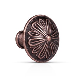 DWYL & LWYD 10 Pack Vintage Copper Cabinet Knobs,Solid Zinc Alloy 1.4" Dia Round,Antique Copper Kitchen Cabinet Handles for Cabinets,Drawer Knobs Pulls Closet Door Knobs Vintage Copper Dresser Knobs