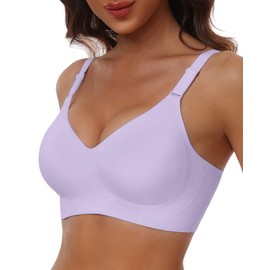 HORISUN Comfortable Seamless Full Coverage Bra for Women, Wireless Bras with Soft Support, Regular and Large Sizes, Purple