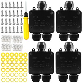Behogan 4 x Junction Box IP68: Waterproof Outdoor Cable Connector, Junction Box, Ground Cable, Electrical Terminal Box, Cable Diameter for Diameter 5-15 mm (3-Way Y)