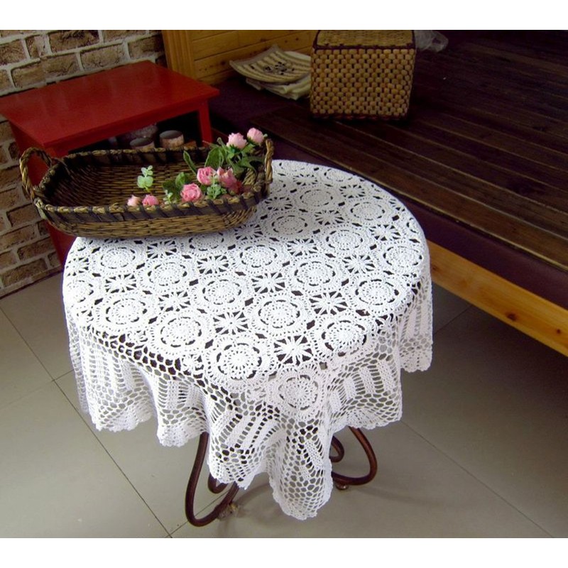 23 Inch Square White 100% HANDMADE Crochet Lace Placemats Doilies