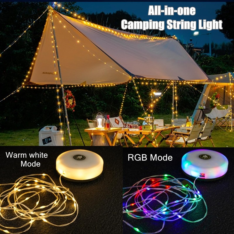 Camping String Lights, 10m Outdoor String Lights Colorful Warm Lighting