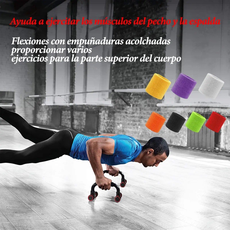 Manijas Para Flexiones 1 Par + 1 Par De Muñequeras