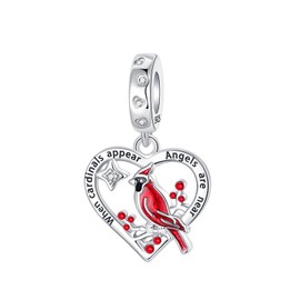 BIZK Red Bird Charm 925 Sterling Silver Charms for Bracelets and Necklaces for Birthday Valentine's Day Fashion Jewelry for Women Friend and Mother