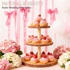 3-Tier Round Wooden Cupcake Stand, Rustic Natural Bark Wood Dessert