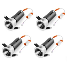 MOZUGUTAO Mini LED Recessed Downlight, 3W 3000K Warm White Recessed Lighting, Adjustable Angle Ceiling Light, Recessed Lighting with LED Driver(4 Pack)