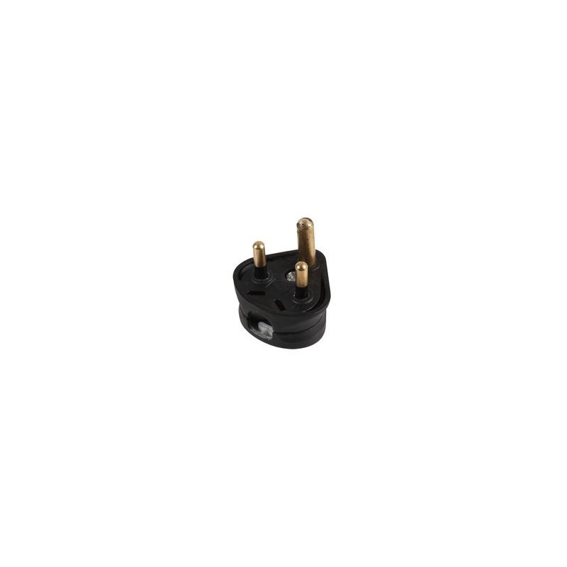 Mains Plug, Round PIN, 2A Black, Electrical Mains Plugs Standard