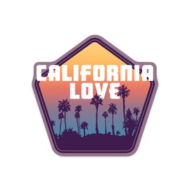 Lantern Press Sticker California, California Love, Palm Trees, Die Cut Vinyl, (Waterproof Decal for Cars, Water Bottles, Laptops, Coolers), Small